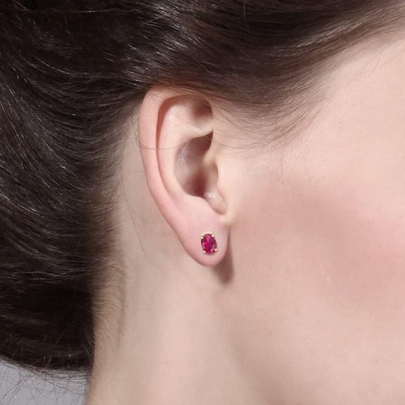 18k Diamond and Ruby Stud Earrings - Picture 4 of 5